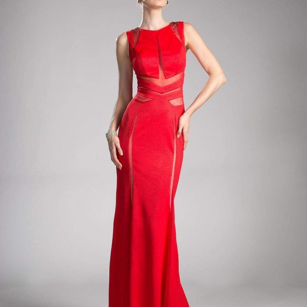Cinderella Divine - Embellished Jewel Neck Sheath Dress